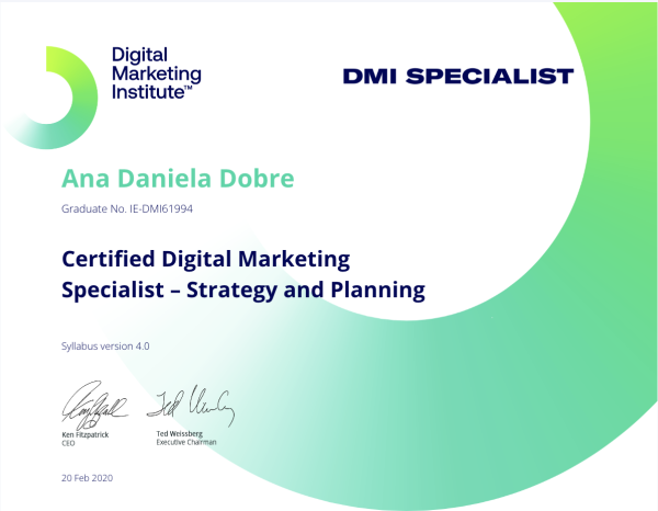 Certified Digital Marketing Specialist – Strategy & Planning — Digital Marketing Institute